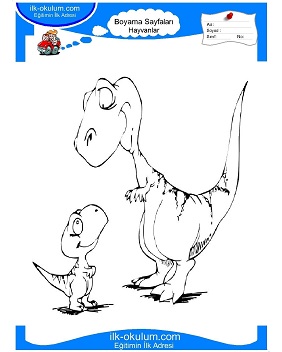 Çocuklar İçin Dinozor Boyama Sayfaları 